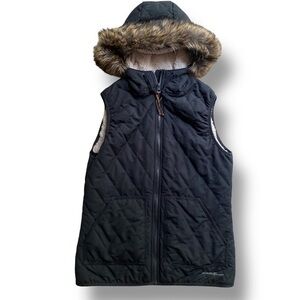 Eddie Bauer Fleece lined quilted vest with hood